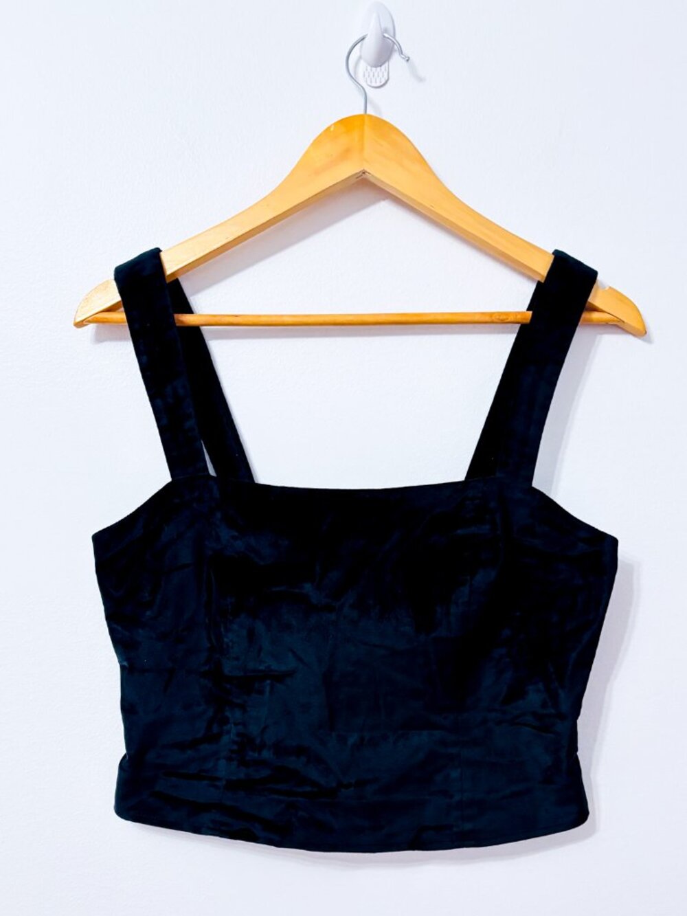 MAEVE Black Velvet Cropped Square Neck Corset Tank Top Size 6